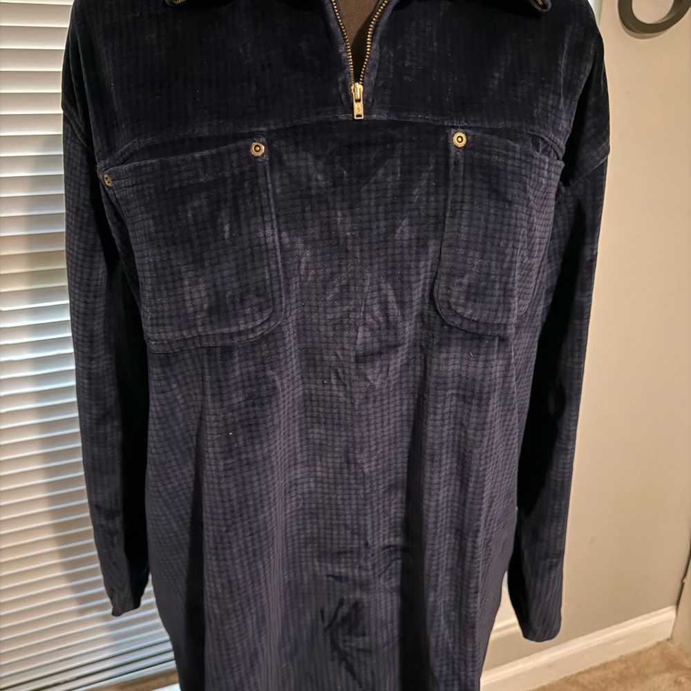Navy Blue and Black Checked Pullover Shirt
